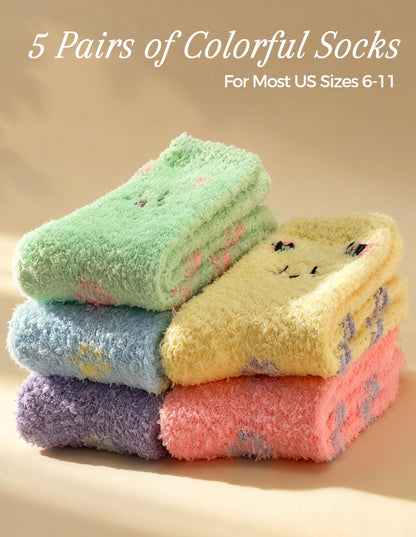 TEHOOK Warm & Cozy Valentines Gifts for Women, Fluffy Fuzzy Plush Sleeping Slipper Socks - Soft Warm Fabric