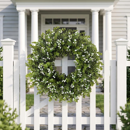 26" Large Eucalyptus Wreaths for Front Door,Spring Summer Fall Autumn Winter Wreaths,Eucalyptus Outdoor Wreath with Babys Breath for Porch, Wall,Home Decor- Spring Summer Fall Winter All Seasons