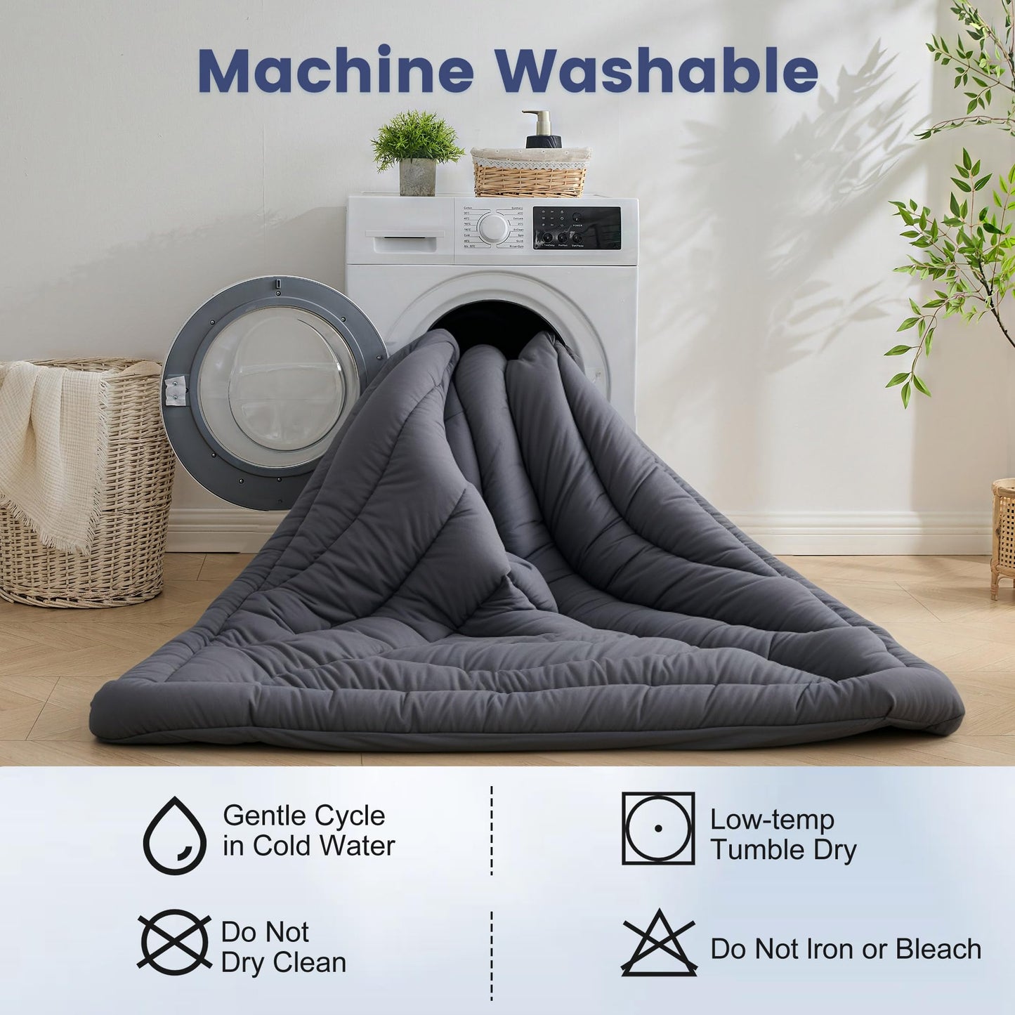 Waterproof Mattress Pad Full, Quilted Fitted Full Mattress Protector Waterproof, Soft Noiseless Mattress Topper Cover with 8"-21" Deep Pocket, Machine Washable, Grey, 54x75