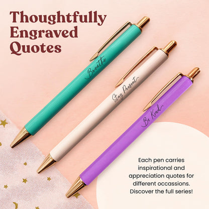 MESMOS 3Pcs Mindfulness Pen Set for Journaling, German-Ink & 1mm Swiss-Tip, Mindfulness Gifts, Luxury Pens for Women, Wellness, and Self Care Relaxing Gift, Writing Pens for Journaling No Bleed