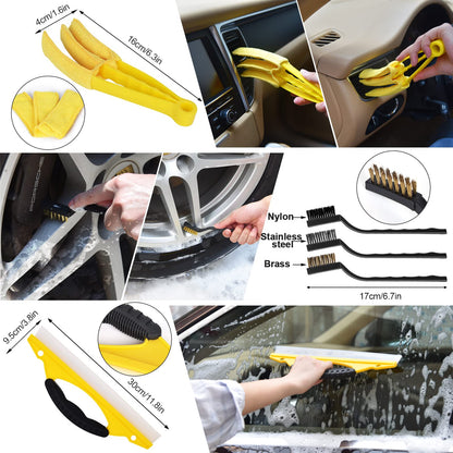 Herrfilk Car Cleaning Set, 20 Pieces Car Care Set, Car Detailing Brush Car Wash Set for Car Cleaning Interior and Exterior, Air Vent, Dashboard, Motor, Wheels, Household Cleaning