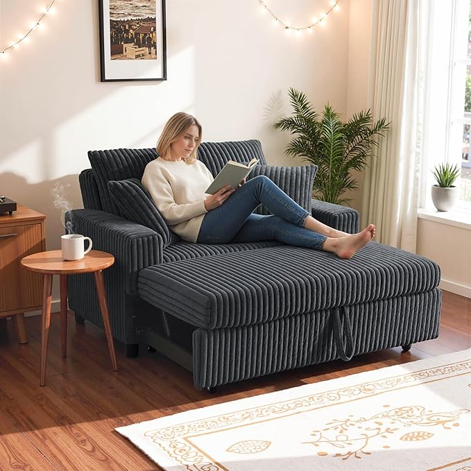 3 in 1 Convertible Sofa Bed，52.8" Pull Out Couch