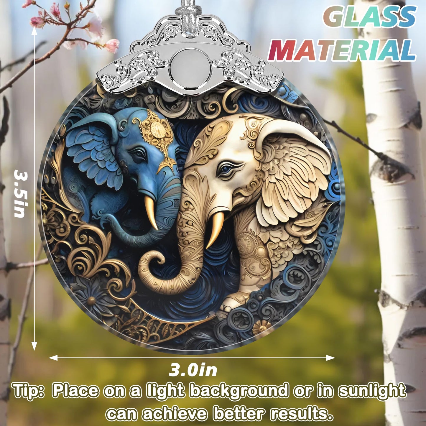 Christmas Ornament - Stained Glass Elephant - Home Decor - Holiday Present Ideas - Gift Exchange - Gentle Elephants