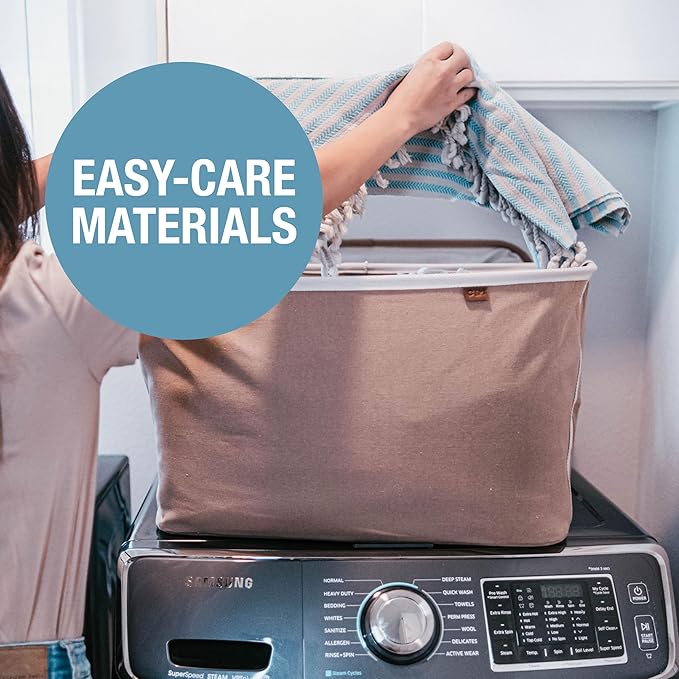 CleverMade Collapsible Laundry Basket LUXE 2 Pack – 60 L Foldable Cotton Blend