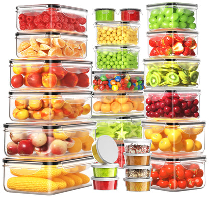 40 PCS Food Storage Containers with Lids Airtight (20 Containers & 20 Lids), Plastic Storage Meal Prep Container-Stackable 100% Leakproof & Microwave Organization and Storage Sets, Lunch Containers