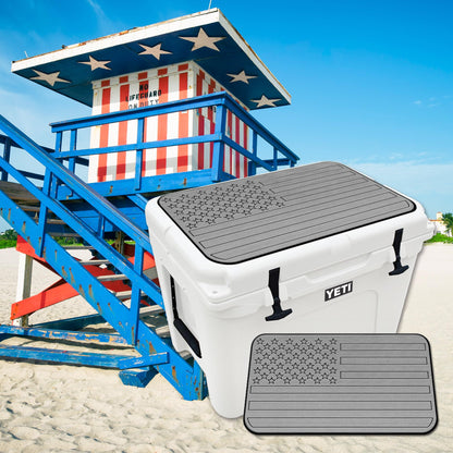 USATuff SeaDek EVA Mat Cooler Pad fits YETI 45 Tundra | Peel & Stick Application | Non Slip Comfort Accessories - US Flag (StormGray-Black)