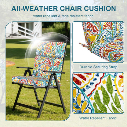 DYTXIII Outdoor High Back Chair Cushions Set of 2, 44"x22" Water Repellent Patio Seat Cushions with Elastic Sponge, All Weather Chair Pads for Rocking, Dining Chairs, Patio Furniture - Paisley Multi