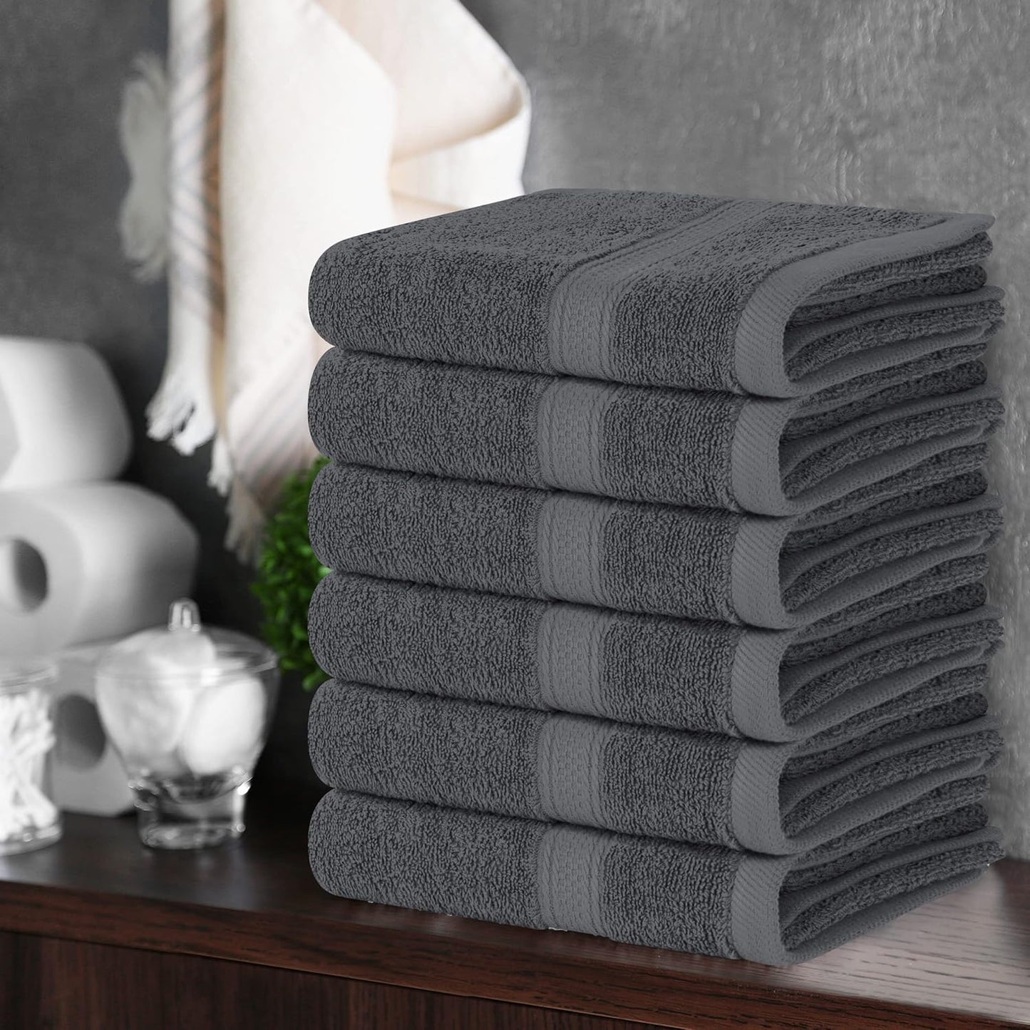 Utopia Towels - Premium Hand Towels - 100% Combed Ring Spun Cotton, Ultra Soft and Highly Absorbent, Extra Large Thick Hand towels 41 x 71 cm, Hotel & Spa Quality Hand Towels (6-Pack) (Grey)