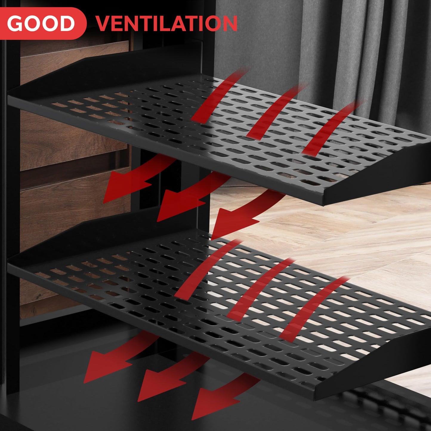 Pyle 2-Pc 1U Server Rack Shelf, Vented Shelves for Good Air Circulation, Cantilever Mount, Wall Mount Rack, Universal Device, Cabinet Shelf, Computer Case Mounting Tray, Black