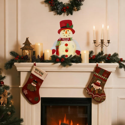 Cllayees 13.5 Inch Lighted Christmas Table Decorations, LED Lighting Snowman Tabletop Figurine, Winter Xmas Decor for Home Indoor Kitchen Room Holiday Party