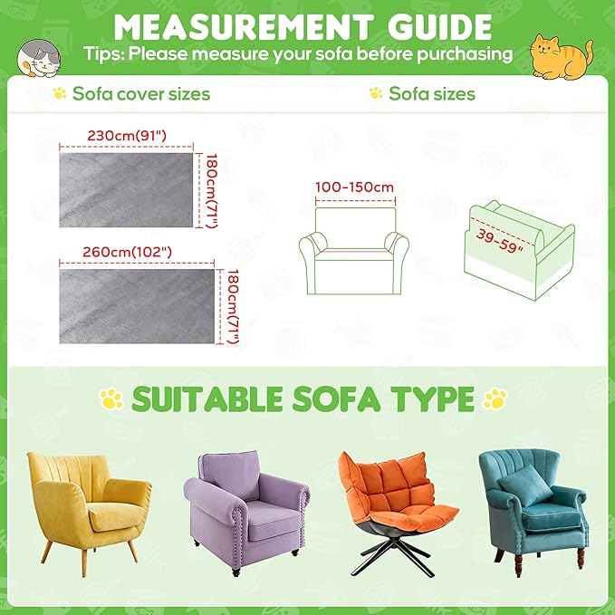 Couch Cover, Cat Scratch Resistant Sofa Cover, Waterproof Sofa Cover, Heavy