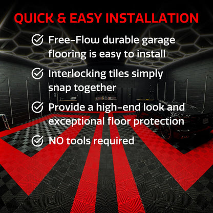 Big Floors RaceDeck Garage Floor Tiles, Interlocking Garage Flooring, Free-Flow Self-Draining Non-Slip Heavy-Duty Copolymer, Easy Install (Graphite, 48 Pack of 12 x 12" Tiles, 48 Sq Ft)