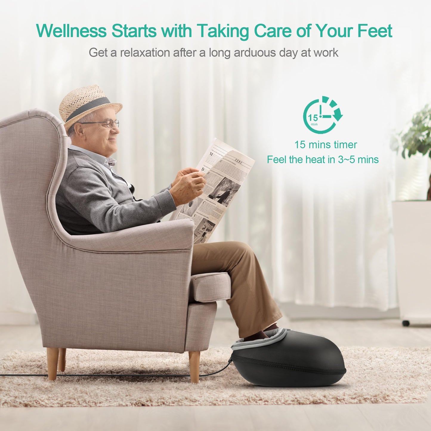 Medcursor Foot Massager Machine with Heat, Delivers Relief for Tired Muscles & Plantar, Deep Kneading Therapy, Multi-Level Settings for Home, Office Use, Size up to 13", FSA HSA Eligible