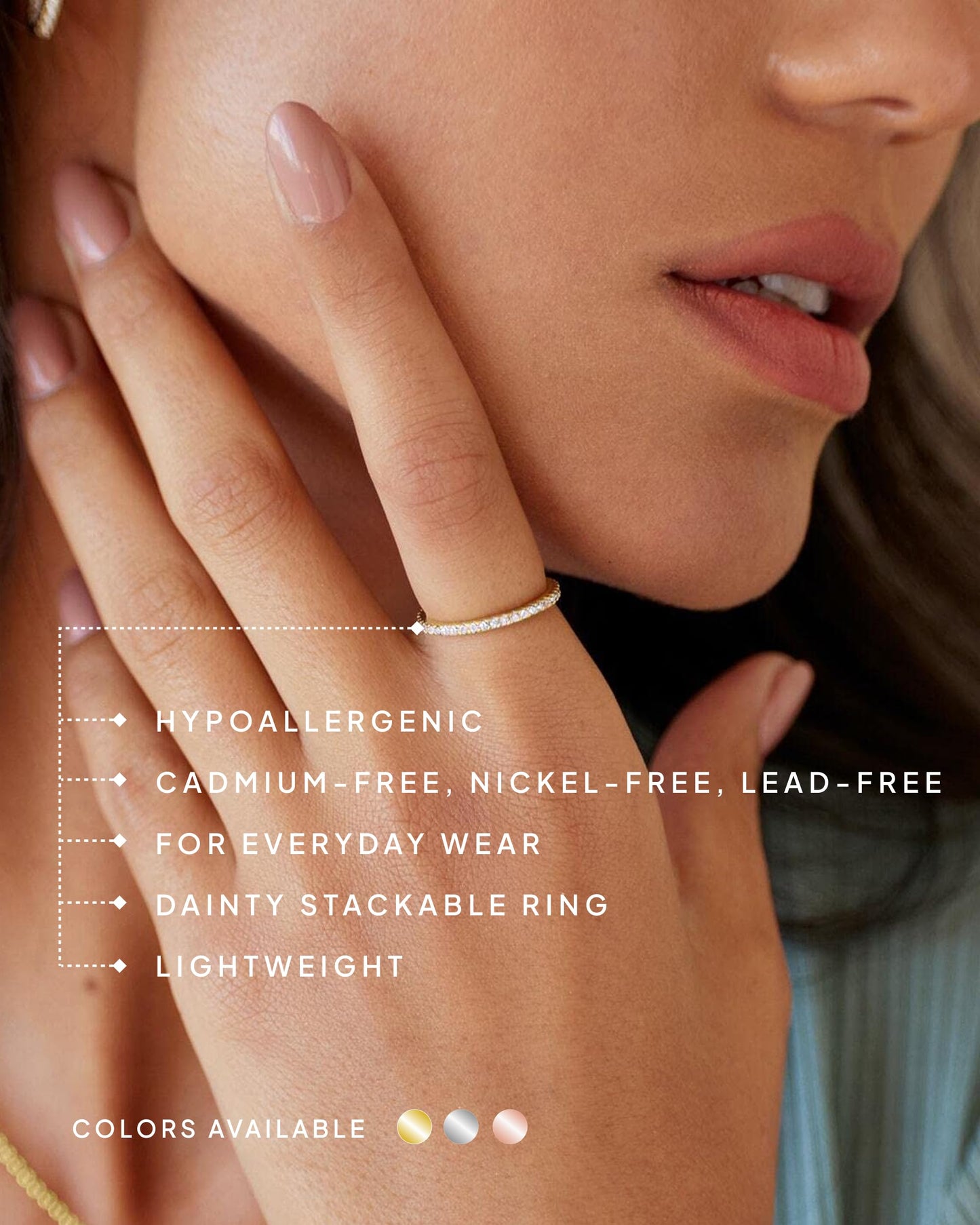 PAVOI 14K Gold Plated 925 Sterling Silver Two-Toned Stackable Rings for Women | 2-Piece Mixed Metals Thin Band Set with Cubic Zirconia | Simulated Diamond Eternity Wedding Ring | Size 7