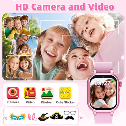 Kids Smart Watch Girls Gift for Girl Aged 5-12, 40 Games HD TouchScreen Kids Watch with Video Camera Music Pedometer Audiostory Learn Card Toys Birthday Gifts for Girls Ages 5 6 7 8 9 10(Pink)