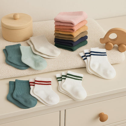 bistyle Baby Grip Ankle Socks 6 Pairs | Newborn Infant Toddlers Socks Organic Cotton | Kids Boys Girls Ankle Socks (as8, age, 2_years, 3_years, Black (Striped))