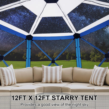 COBIZI 12x12FT Pop Up Gazebo Screen Tent Screen House for Camping, Screen Room with Mosquito Netting, Hub Tent Instant Screened Canopy with Carrying Bag and Ground Stakes, Brown