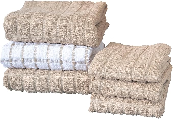 Ritz Premium Kitchen Towel and Dish Cloth Value Set: Highly Absorbent, Super