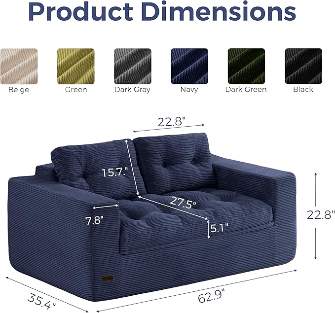 MAXYOYO 63" Loveseat Sofa Couch