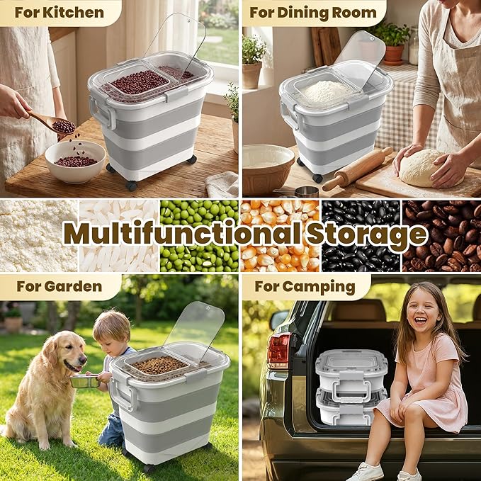 25-35Lbs Rice Container, Collapsible Food Storage Containers