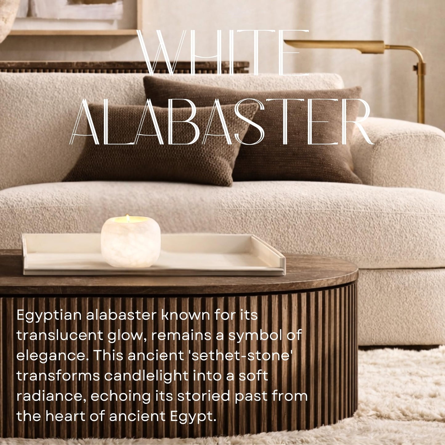 Single White Alabaster Candle Holder - Egyptian Tealight and Votive Candles Holders with Amber Glow for Home Décor - Natural Stone Soothing Tranquil