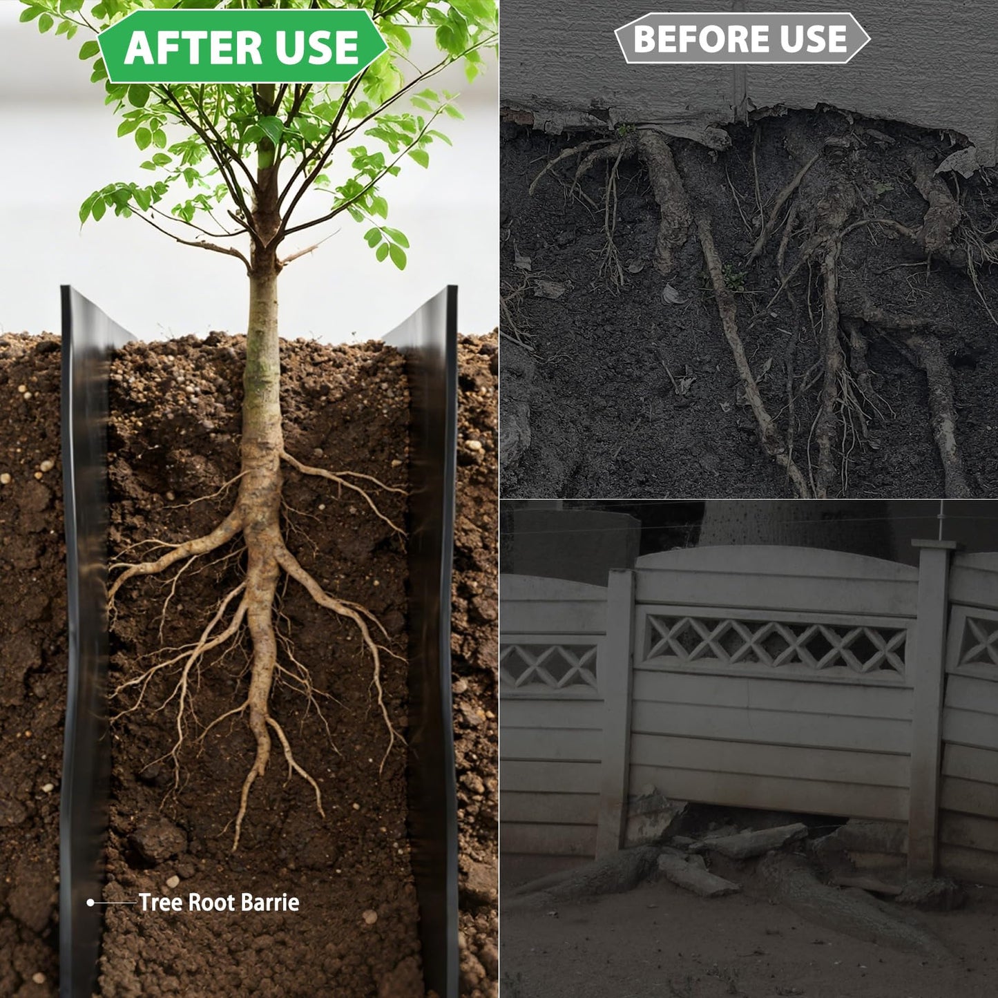West Bay 50ft x 24in x 60mil Tree Root Barrier, Heavy-Duty Bamboo Root Barrier Weed Blocker for Landscape Tree Ring Edging Garden Borders Driveway and Sidewalk Protection Roads