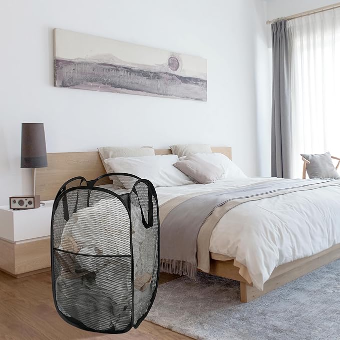 2 Pack Laundry Basket, Foldable Mesh Pop-up Laundry Hamper
