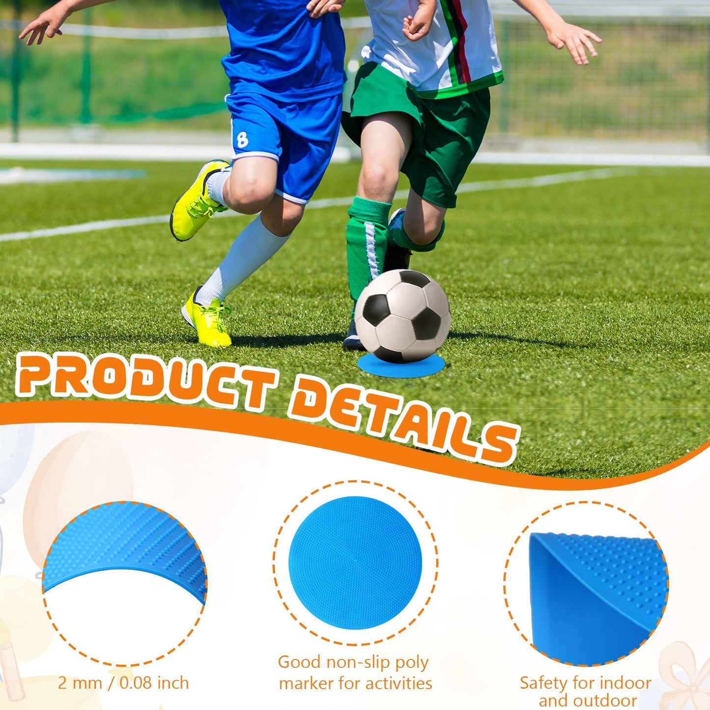 wlilupah 6 Pcs Poly Spots Markers 8 Inch Floor Spot Markers Dots for Gym Marker Poly Sports Training for Gym Floor Soccer Basketball Speed Agility Training Field Marking Equipment (Blue)