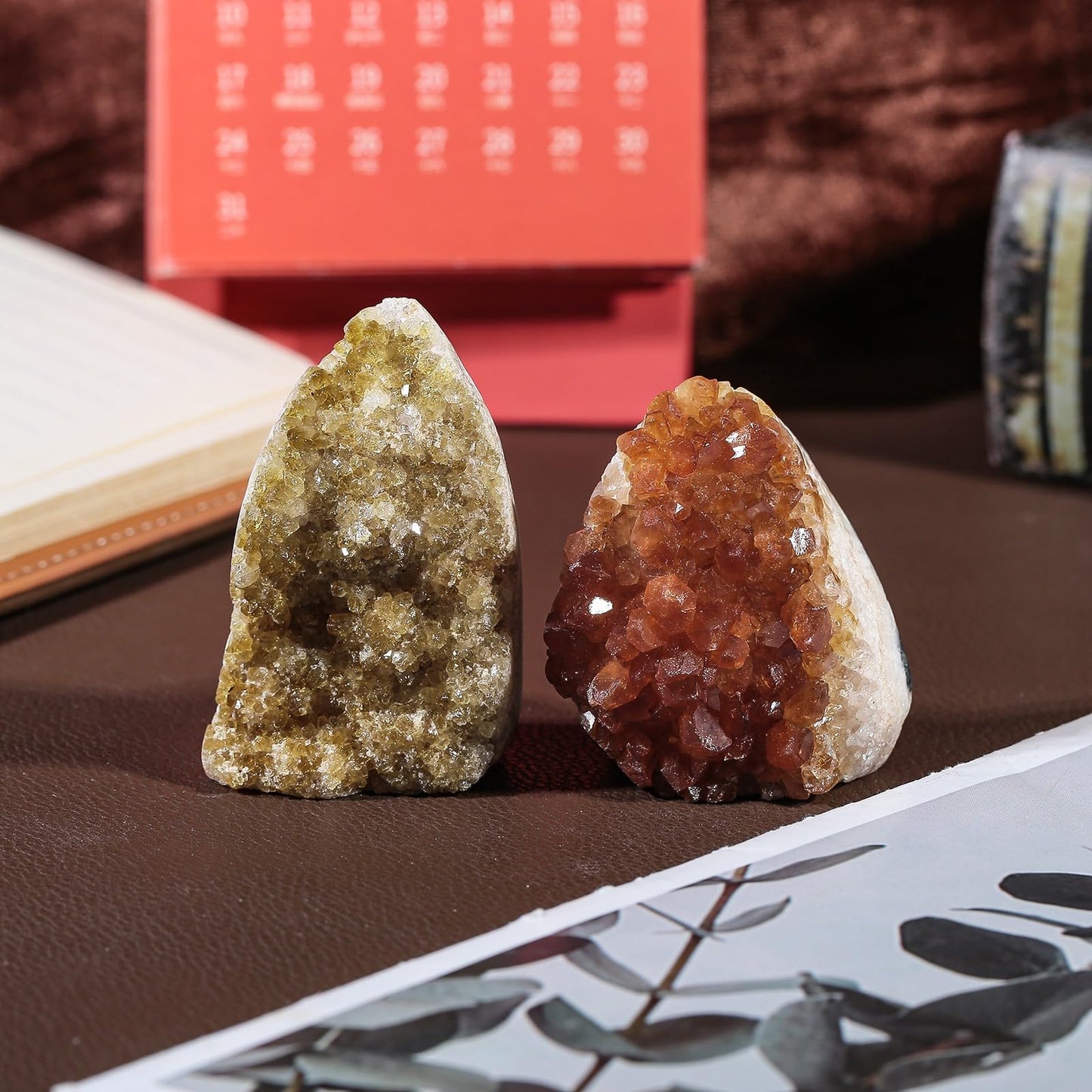 mookaitedecor Natural Citrine Crystal Cluster Geode, Self-Standing Yellow Quartz Stone Raw Crystals and Minerals Specimen for Healing Home Decor, 51-100 g