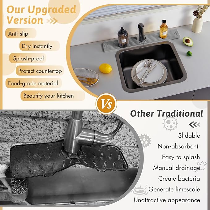Diatomite Sink Faucet Splash Guard U Shape, Modern Faucet Handle Drip Catcher