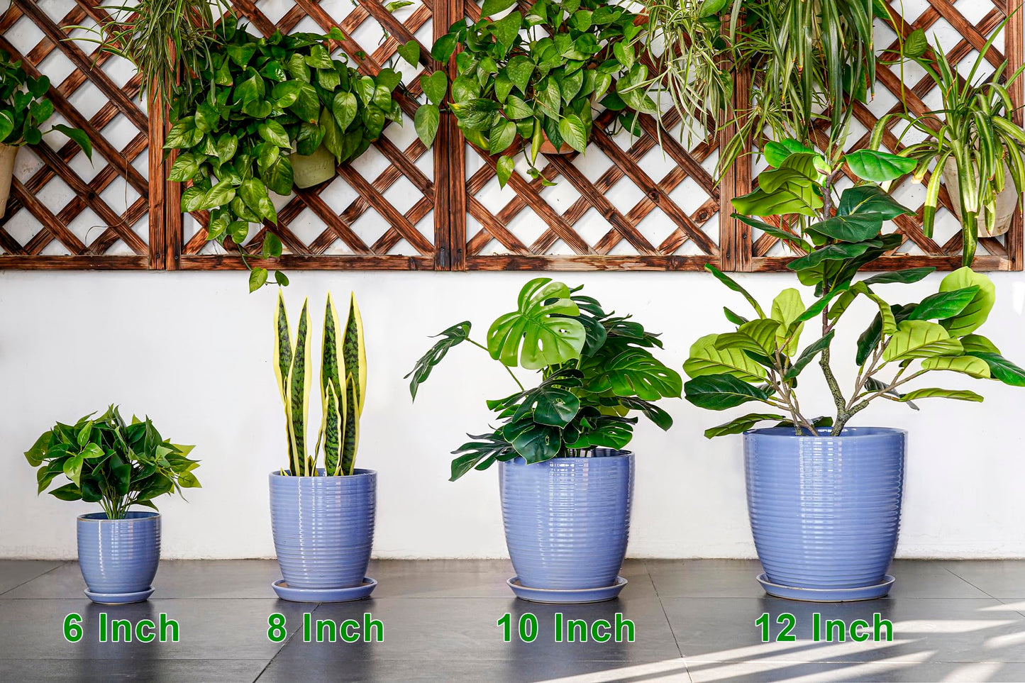 EPFamily 6 Inch Ceramic Pots for Plants - Ceramic Plant Pots with Drainage Hole and Saucer, Flower Pot for Indoor Plants, Round Modern Planter, Apartment Decor, Housewarming Gifts, Blue-Purple
