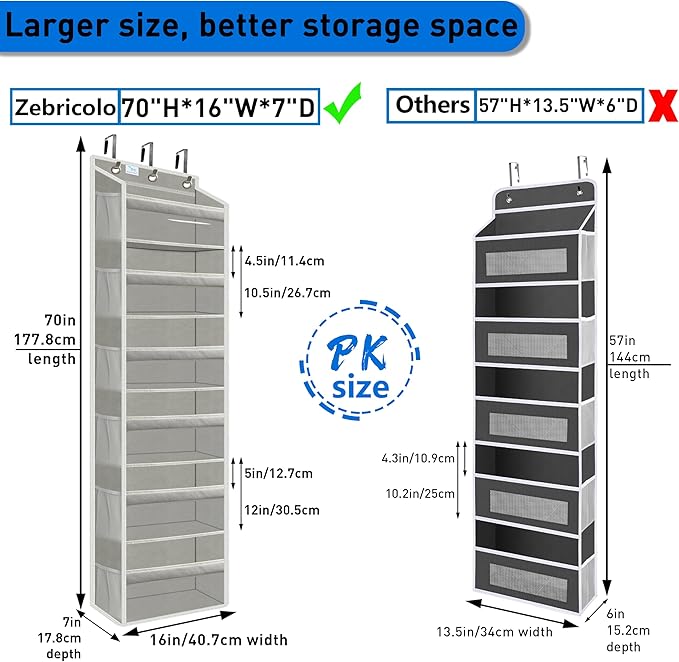 over the door organizer, Solid Bamboo Board 6-Tier Heavy Duty 75LB, 12 Side