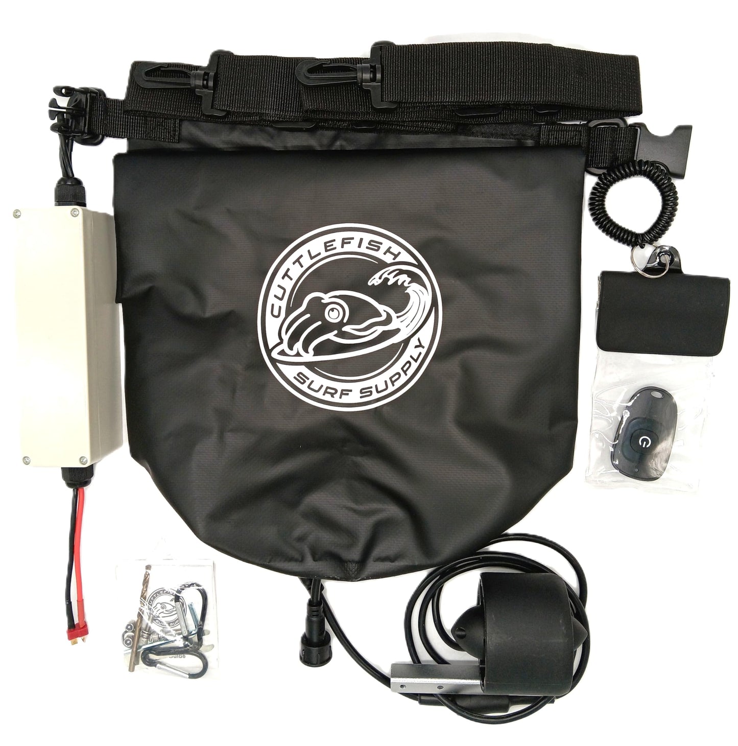 CuttleJet Mini V2 - Stand Up Paddle Board Motor Electric Fin Kit with 10L Waterproof Battery Bag and Wireless Remote Control - Cuttlefish Surf Supply