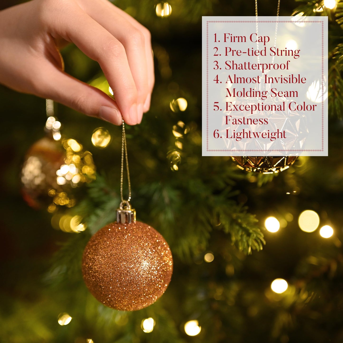 Valery Madelyn Christmas Tree Decorations Ornament Set, 50ct 2 Inches Bronze Copper Gold Shatterproof Christmas Ball Ornaments Hanging Xmas Holiday Party Decor