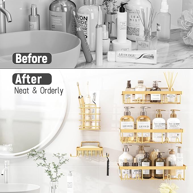 5 Pack Shower Caddy Organizer Rack Shelf