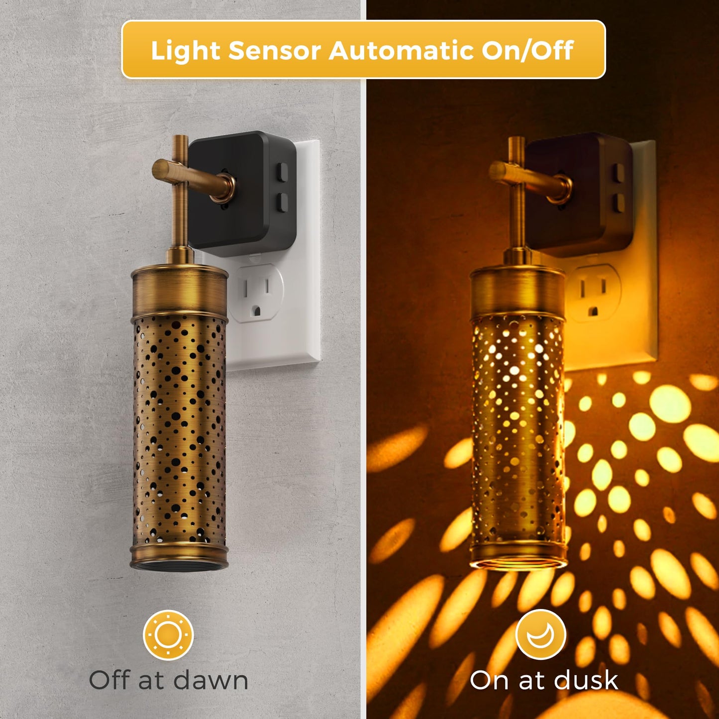 L LOHAS LED Night Lights Plug Into Wall, 2 Pack Plug in Night Light LED with Dusk to Dawn Sensor, 0-100LM Dimmable Nightlight, Wall Sconce-Style Design Nightlights for Bathroom, Hallway,Stairway,Gift