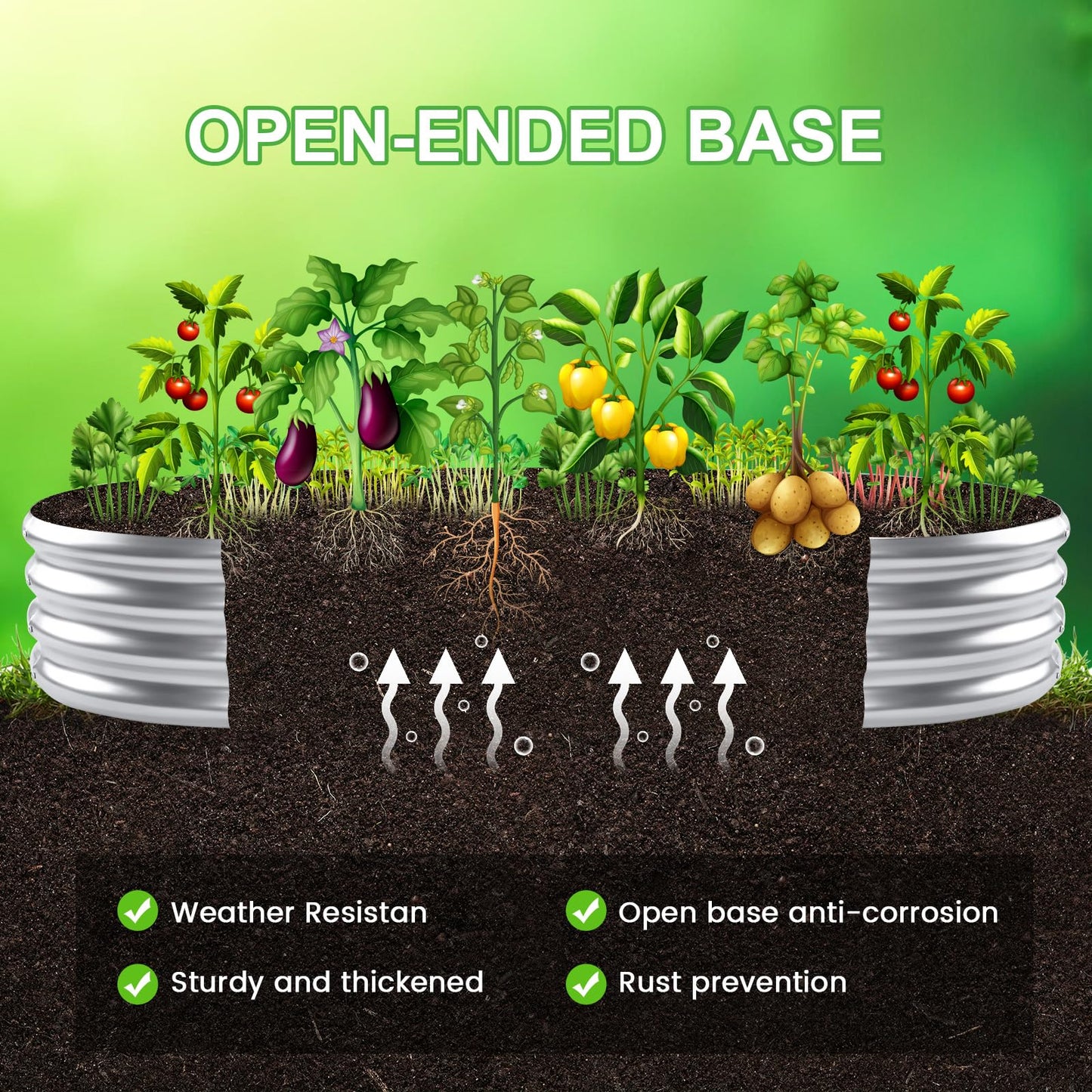 AHEONLAR 2pack 8×4×1ft Raised Garden Bed，Outdoor Galvanized Planter Boxes, Oval Large Metal Raised Garden Beds for Vegetables