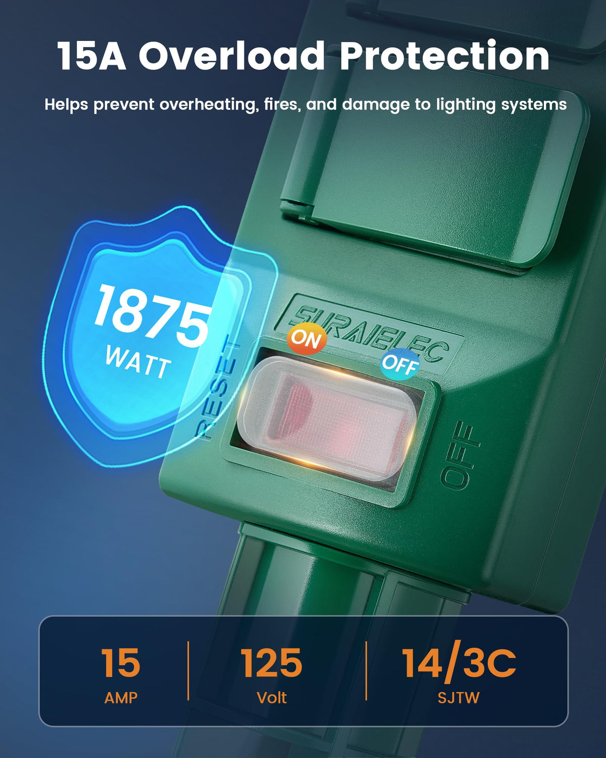 SURAIELEC Outdoor Power Stake Timer Waterproof, 100FT Wireless Remote Control, Dusk to Dawn Timer, 6 Grounded Plug Outlets, Power Strip for Christmas Lights, Garden, Patio, Outdoor Lights, 6FT