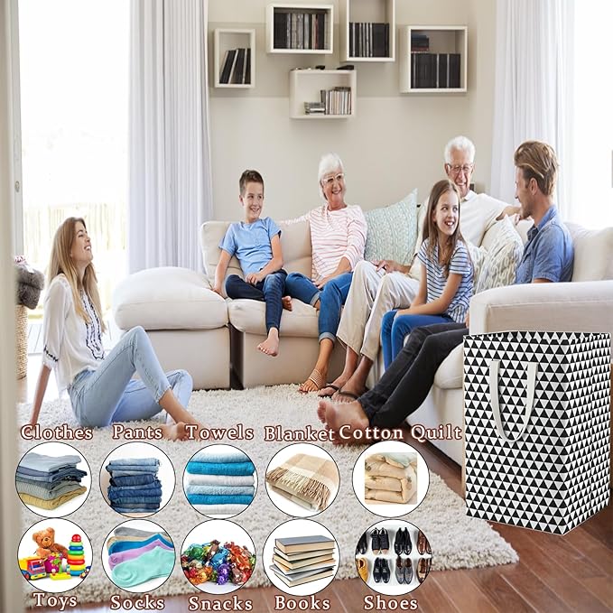75L Waterproof Laundry Hamper Collapsible Laundry Basket Cotton Handle Laundry