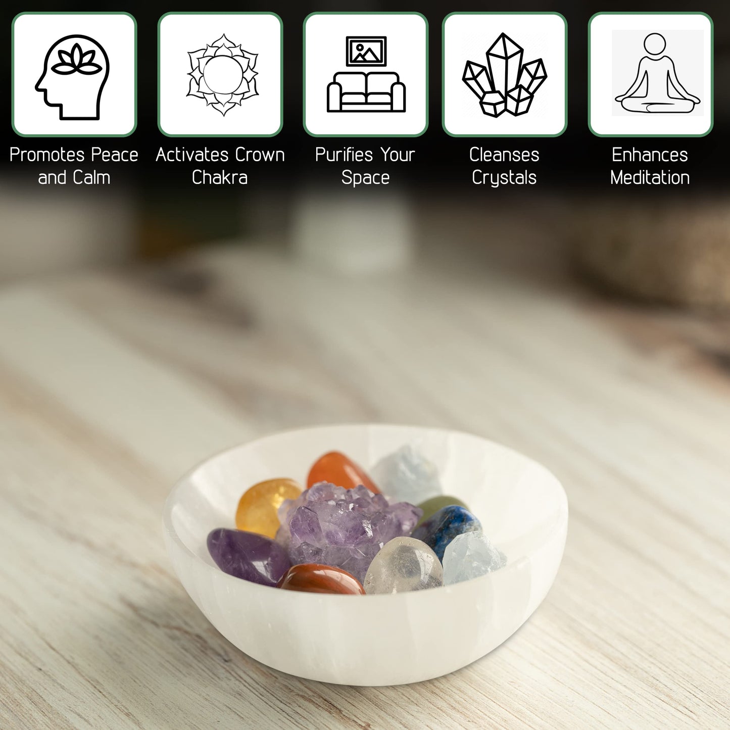 Selenite Bowl for Crystals Charging – 4" Selenite Crystal Bowl – Mined & Crafted in Morocco – Ideal for Cleansing & Recharging Crystals & Healing Stones - Protection Crystals - Spiritual Gift & Decor