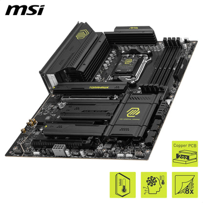 MSI MAG X870 TOMAHAWK WIFI Motherboard, ATX - Supports AMD Ryzen 9000 / 8000 / 7000 Processors, AM5 - 80A SPS VRM, DDR5 Memory Boost 8400+MT/s (OC), PCIe 5.0 x16 & 4.0 x16, M.2 Gen5, Wi-Fi 7, 5G LAN