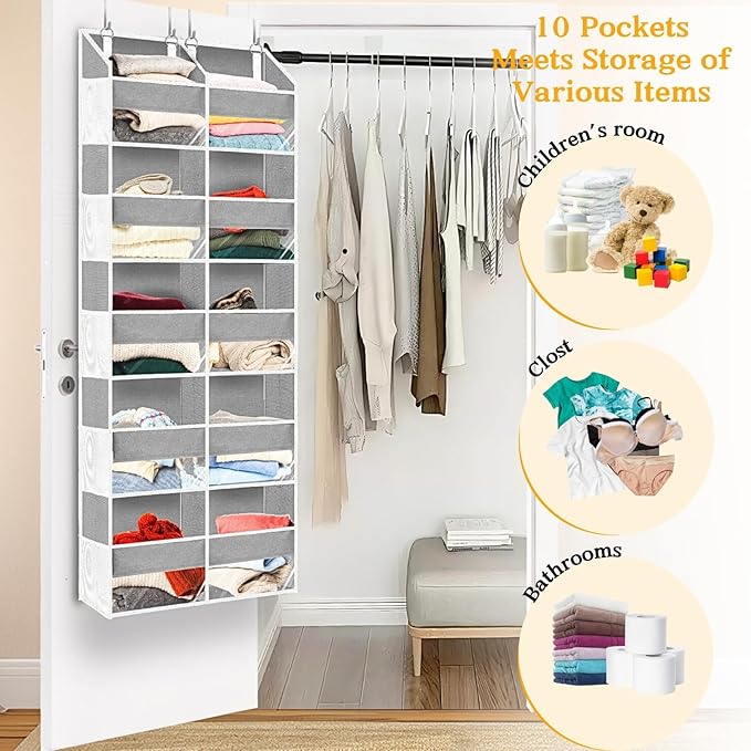 Over The Door Organizer, 5-Tier Extra Large Behind Door Storage