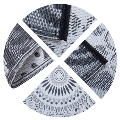 Santex Reversible Outdoor/Indoor Plastic Straw Rugs Waterproof Portable Mat Easy to Clean Outdoor Patio Mat, Perfect for Garden, Patio, Picnic, Decking-（Grey,9x18Ft