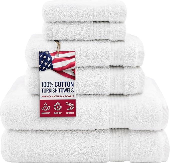 Hotel & Spa Quality Super Absorbent and Soft, 6 Piece Turkish Towel Set