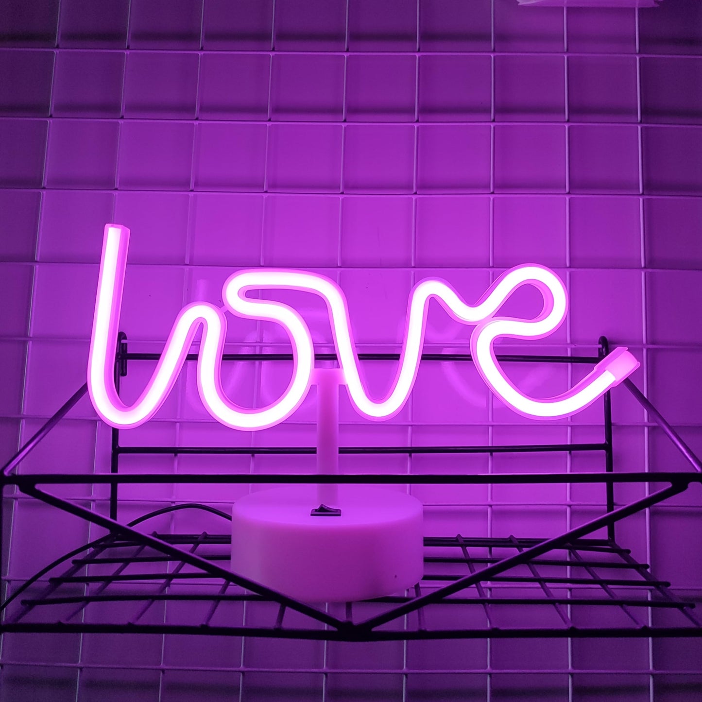 JYWJ Neon Signs with Holder Base,USB or 3-AA Battery Powered Neon Light,LED Table Decoration,Bedroom Wall Decoration,Birthday Gift,Wedding Supplies Business Gift(Love)