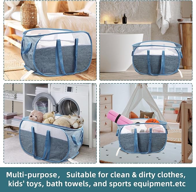 Collapsible Laundry Baskets, Tear Proof Pop Up Laundry Hamper