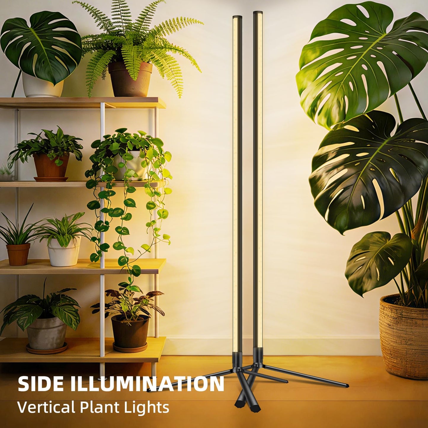 Standing Grow Light for Indoor Plants with Timer,42W Full Spectrum Vertical Grow Lights for Indoor Plants,4FT T8 243LED Plant Lights for Indoor Growing with On/Off Timer Function, 2 Pack