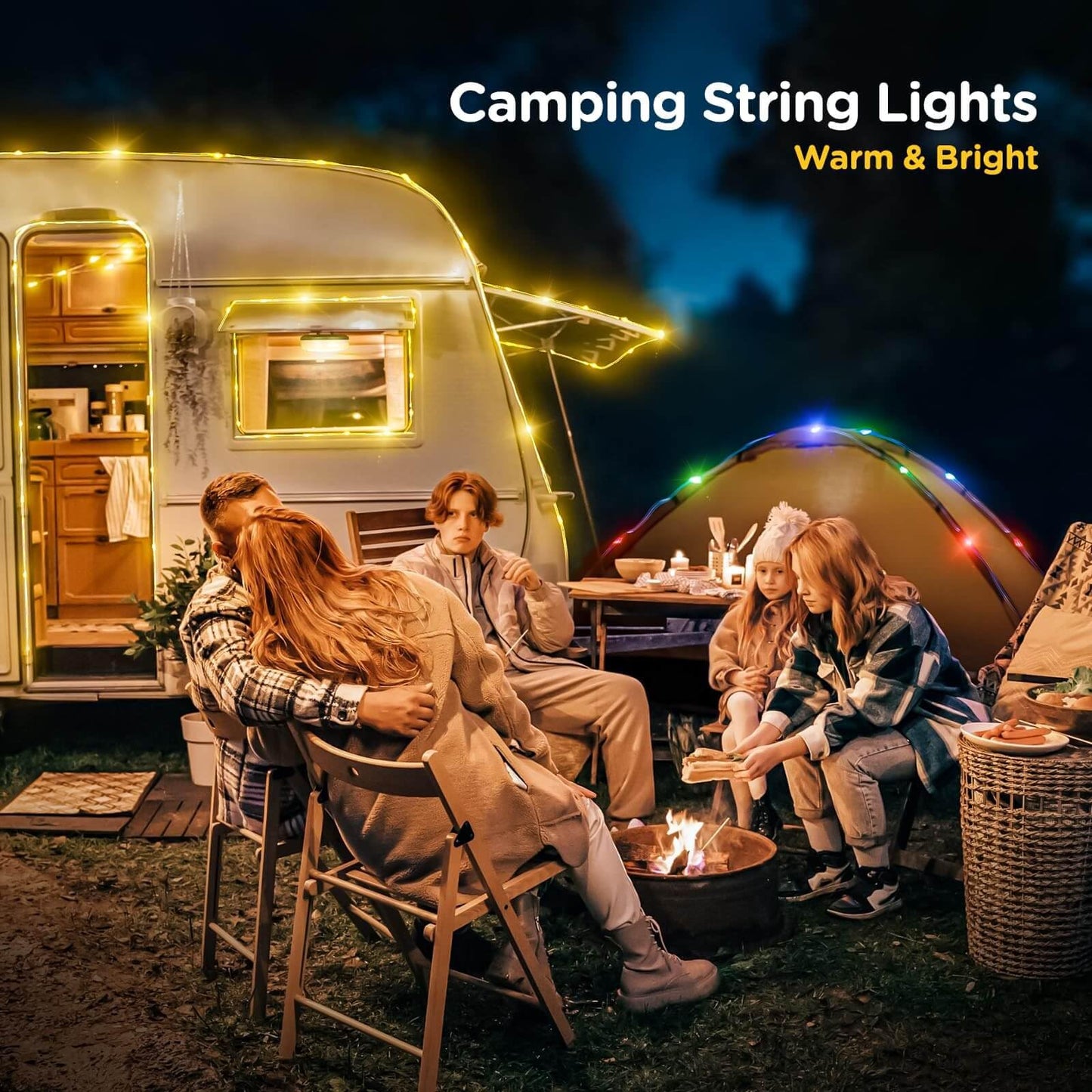 OGERY 2-Pack Camping String Lights, 32.8FT Rechargeable Christmas String Lights Outdoor/Indoor, 8 Modes 4-in-1 Quick Storage Fairy Lights Portable Lamp for Xmas Tree Decor Party Camping Essentials