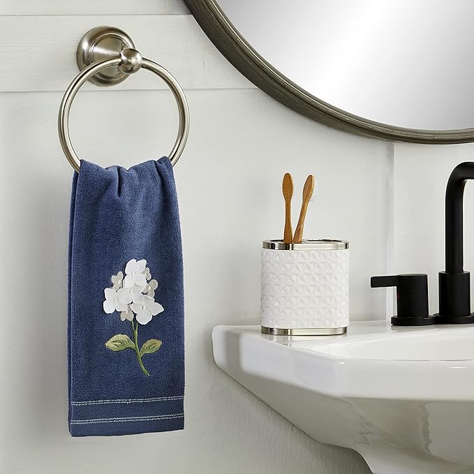SKL Home Farm Hydrangea 100% Cotton 3D Embroidered 2pc Hand Towel Set,