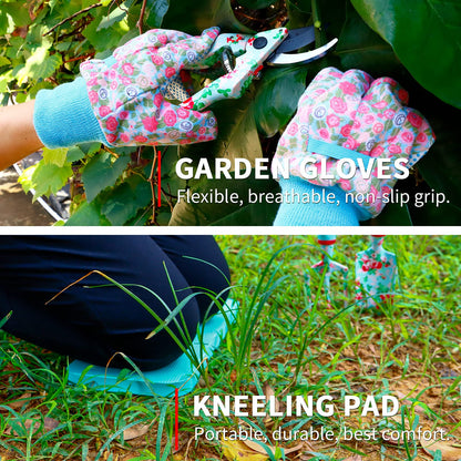JUMPHIGH Womens Gardening Gifts Set - Floral Gardening Tools with Tote Bag - Gifts for Mom, Girlfriend or Women - Birthday, Christmas (Blue)